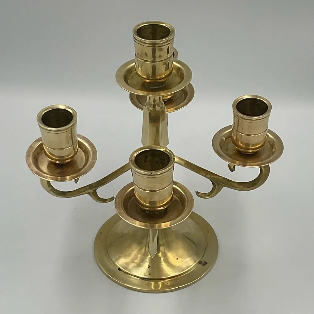 Vintage Gold 5 Arm Solid Brass Candelabra